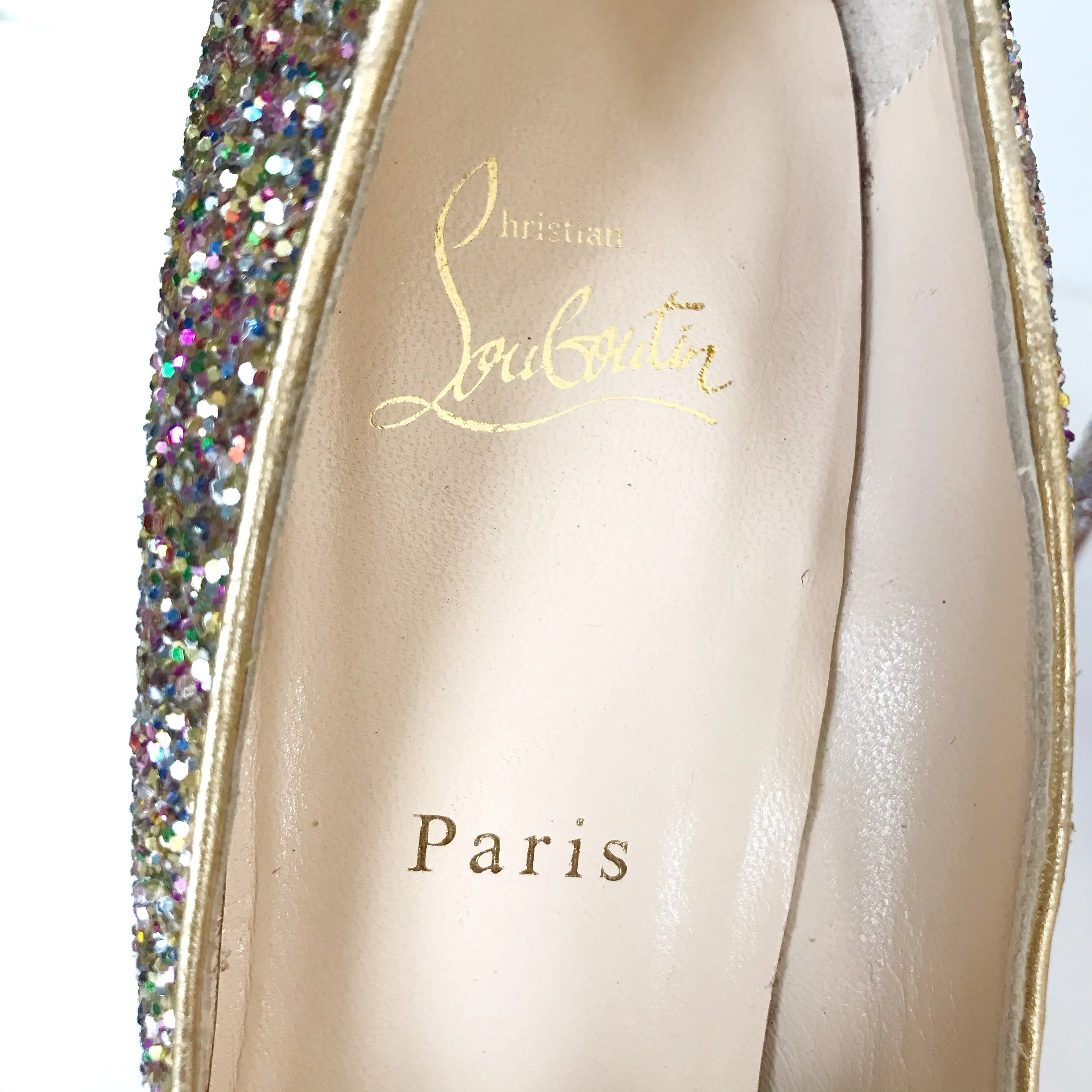 Louboutin 'Simple' Glitter 5 inch heel, sz 39.5