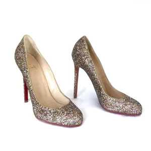 Louboutin 'Simple' Glitter 5 inch heel, sz 39.5