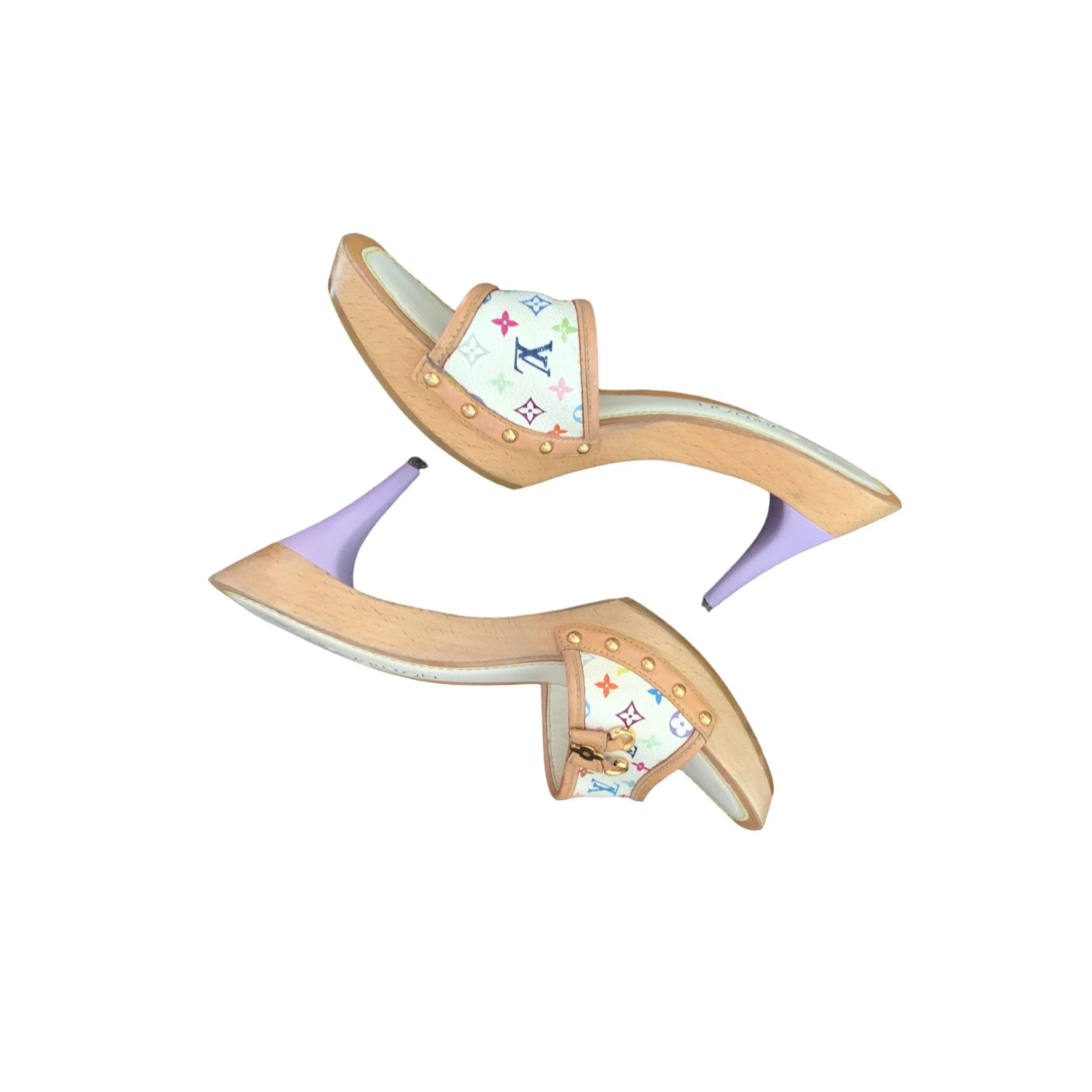 Louis Vuitton Multicolor Logo Platform Heels