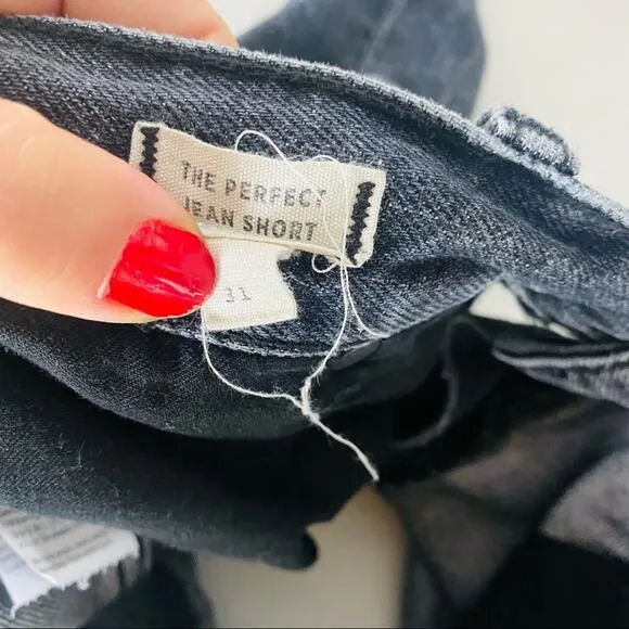 MADEWELL Perfect Jean Short Denim Distressed Cutoffs Washed Black Grey 31