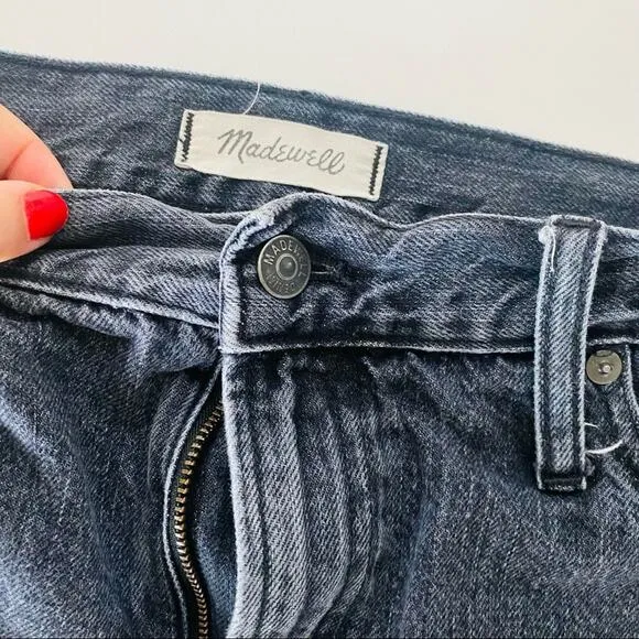 MADEWELL Perfect Jean Short Denim Distressed Cutoffs Washed Black Grey 31