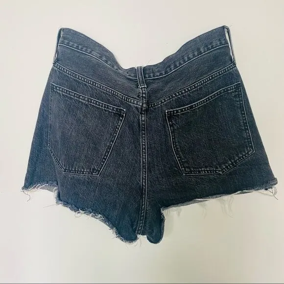 MADEWELL Perfect Jean Short Denim Distressed Cutoffs Washed Black Grey 31