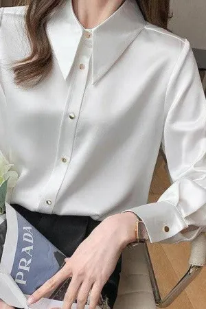 Marcella Pointed Collar Blouse - White