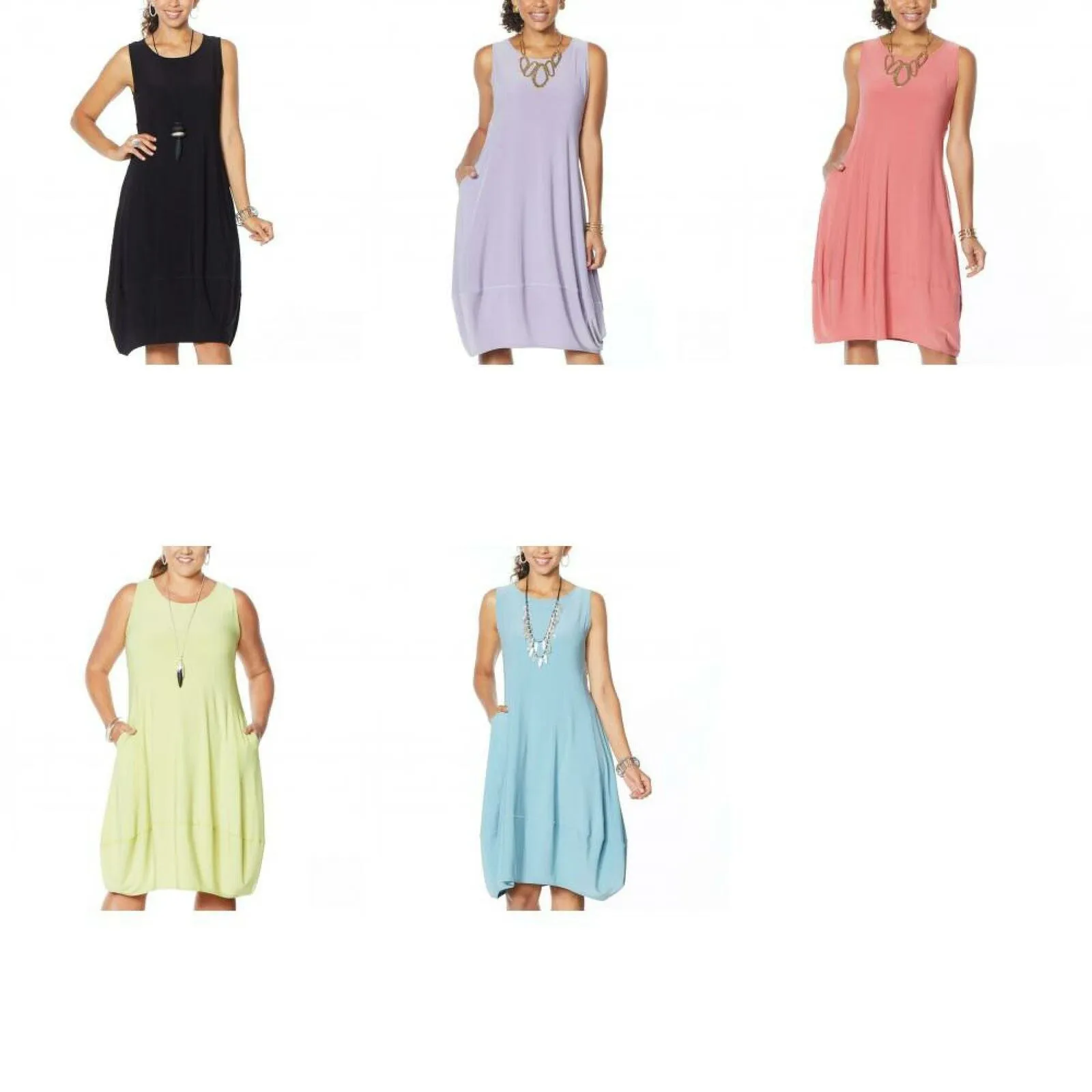 MarlaWynne Women's Petite Matte Jersey Sleeveless Dress With Pockets