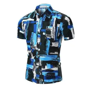 Men Stitching Printing Shirt