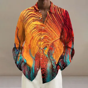 Men's Gradient Line Art Print Long Sleeve Shirt