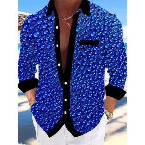 Men's Water Drop Art Print Long-sleeved Shirt