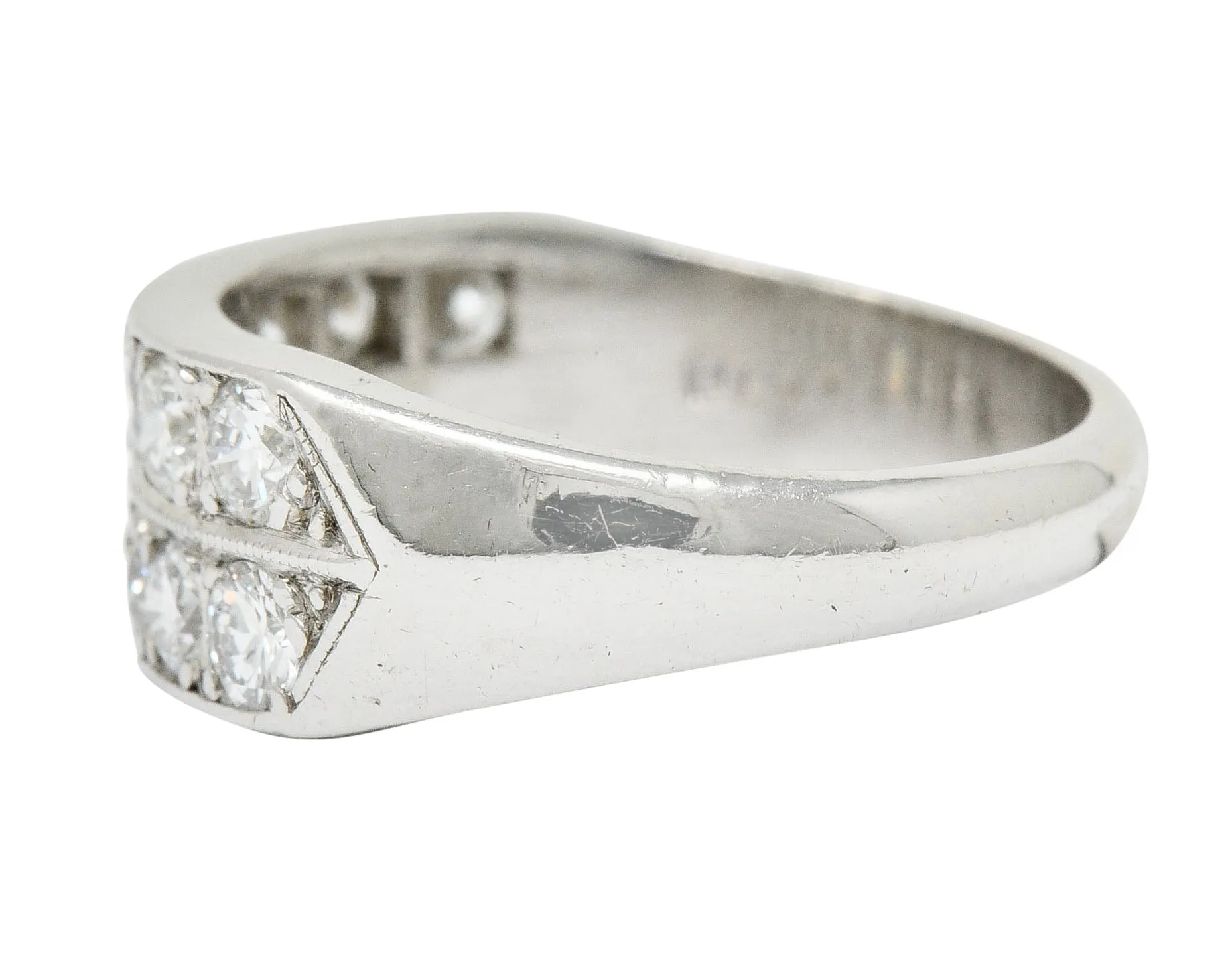 Mid-Century 1.50 CTW Diamond Platinum Band Ring Circa 1950