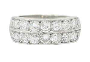 Mid-Century 1.50 CTW Diamond Platinum Band Ring Circa 1950