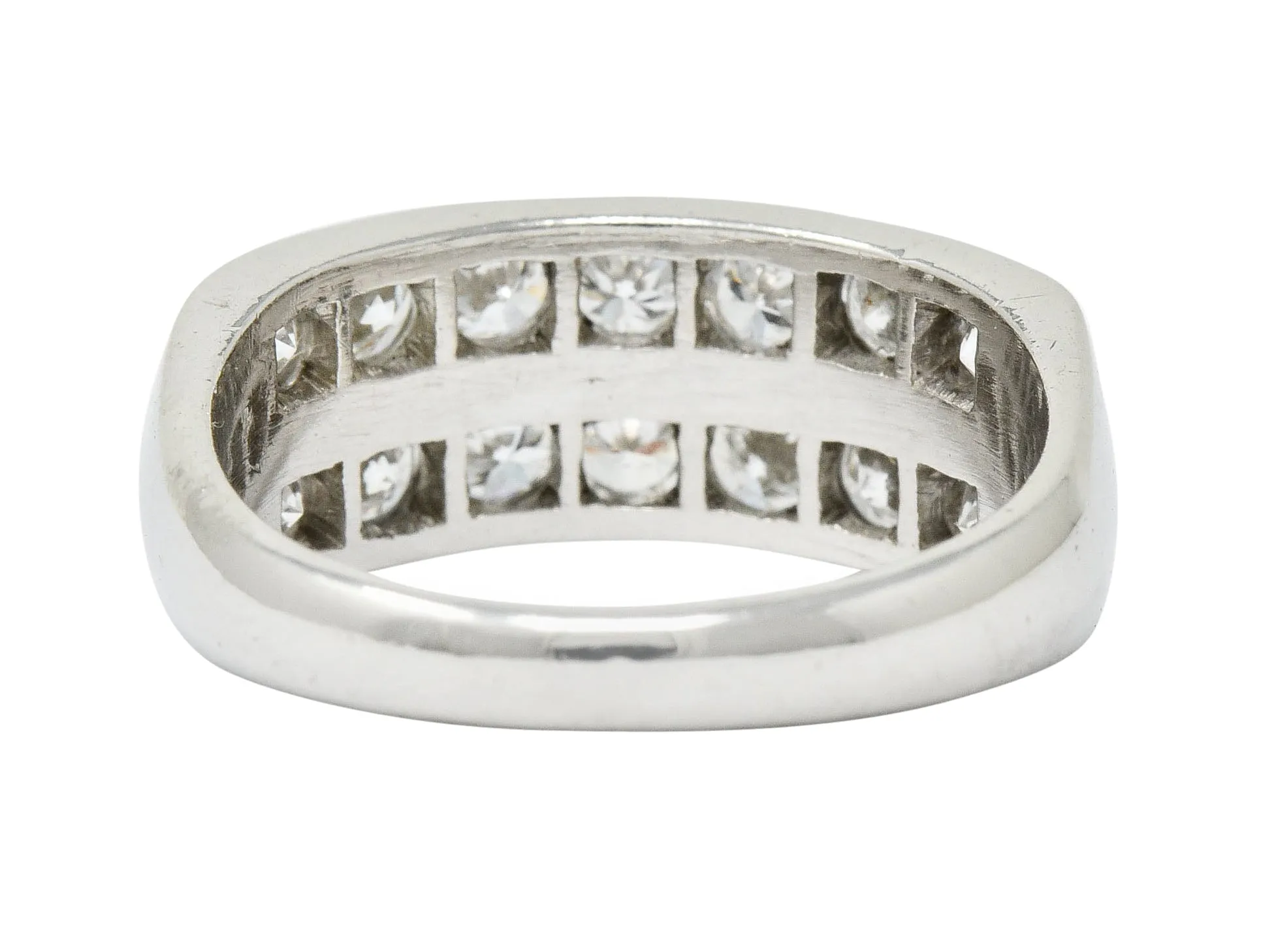 Mid-Century 1.50 CTW Diamond Platinum Band Ring Circa 1950
