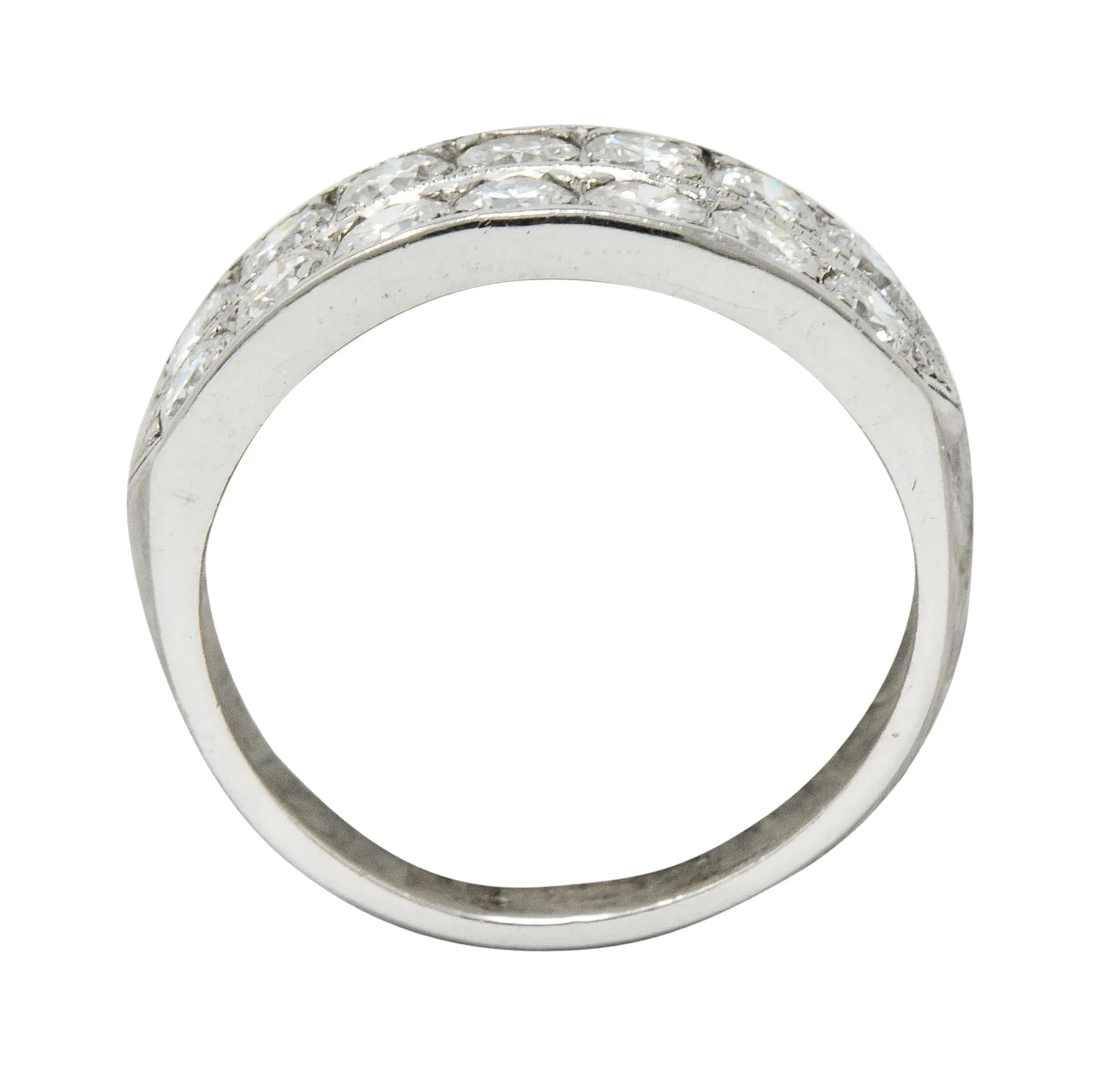 Mid-Century 1.50 CTW Diamond Platinum Band Ring Circa 1950