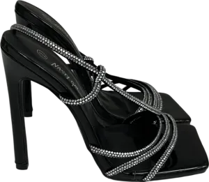 Nasty Gal Black Square Toe Diamanté  Stiletto Heels UK 3 EU 36 👠