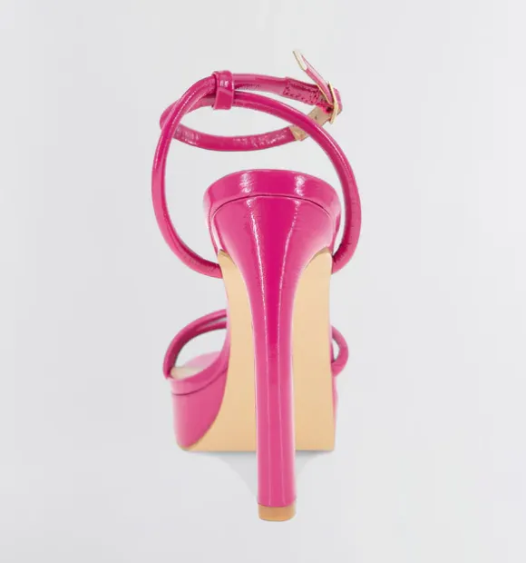 NEW IN BOX! Kendi Sandal Heels, Viva Pink Patent, Sz 7.5, Retails $155