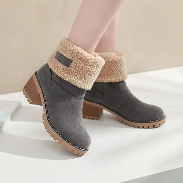 NEW Retails $43, MRKEWUNEY Women's Faux Fur Lined Winter Snow Boots, Grey, Sz 39 (7.5)