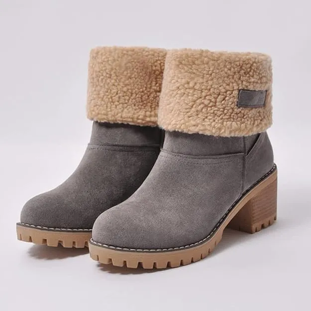NEW Retails $43, MRKEWUNEY Women's Faux Fur Lined Winter Snow Boots, Grey, Sz 39 (7.5)