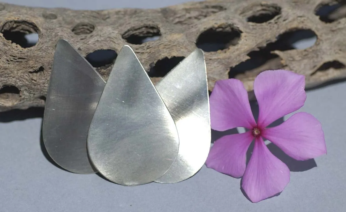 Nickel Silver Large Pointed Teardrop  51mm x 34mm 26g Blank for Stamping Texturing Soldering Shape Charms Jewelry Making Blanks - 4 pieces
