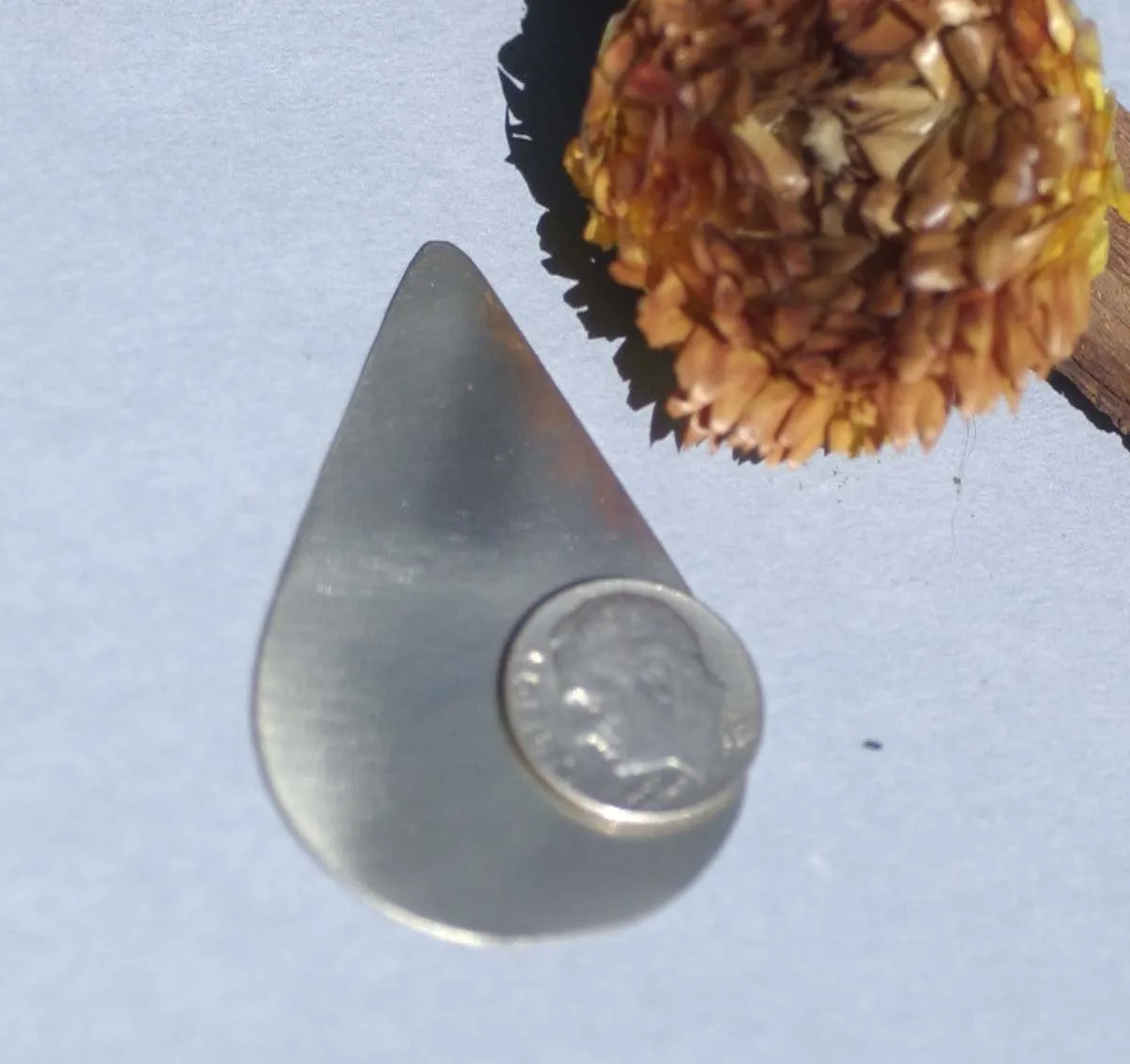 Nickel Silver Large Pointed Teardrop  51mm x 34mm 26g Blank for Stamping Texturing Soldering Shape Charms Jewelry Making Blanks - 4 pieces
