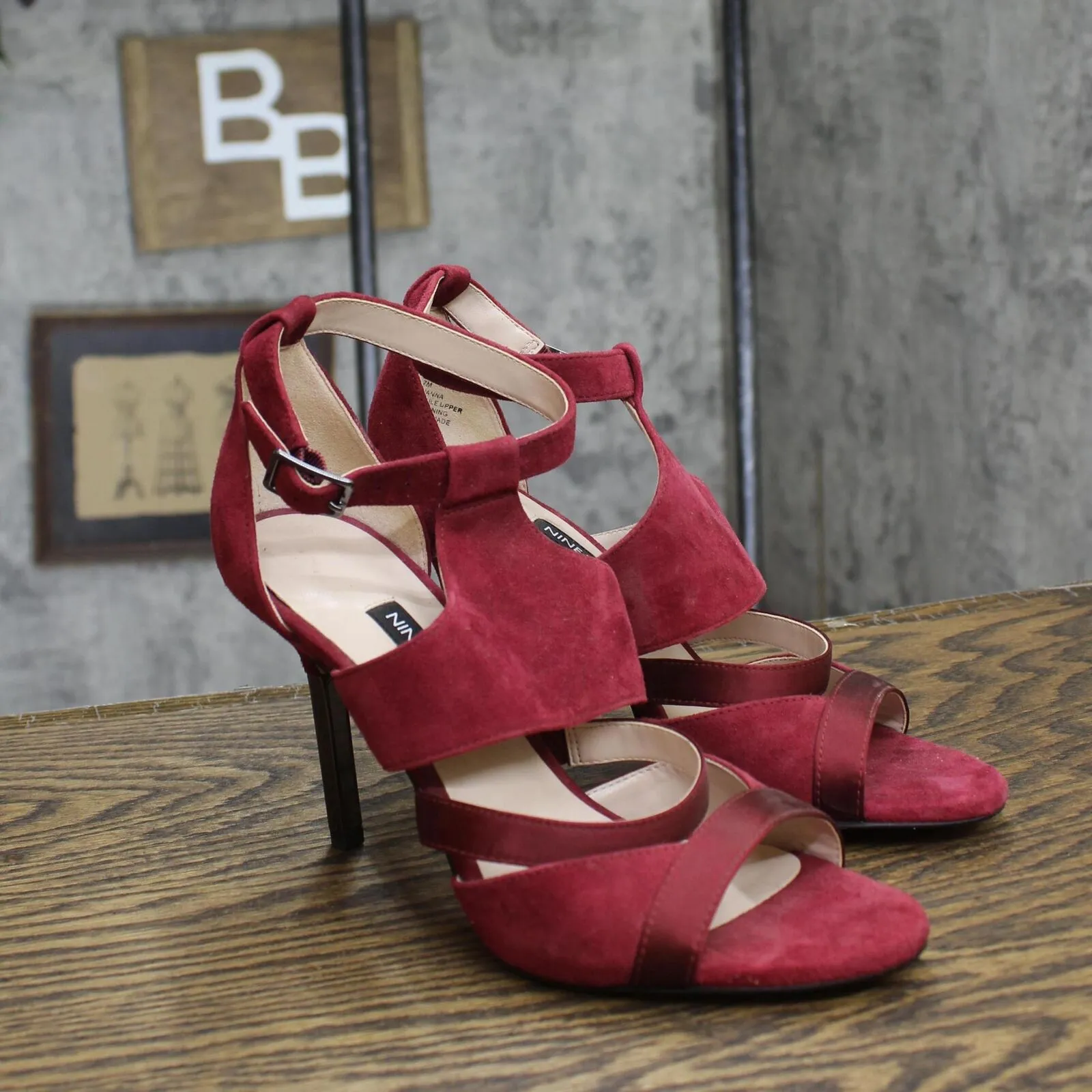 Nine West Womens Metal Suede Stiletto Heels NWBRIANNA Berry Purple Red 7M