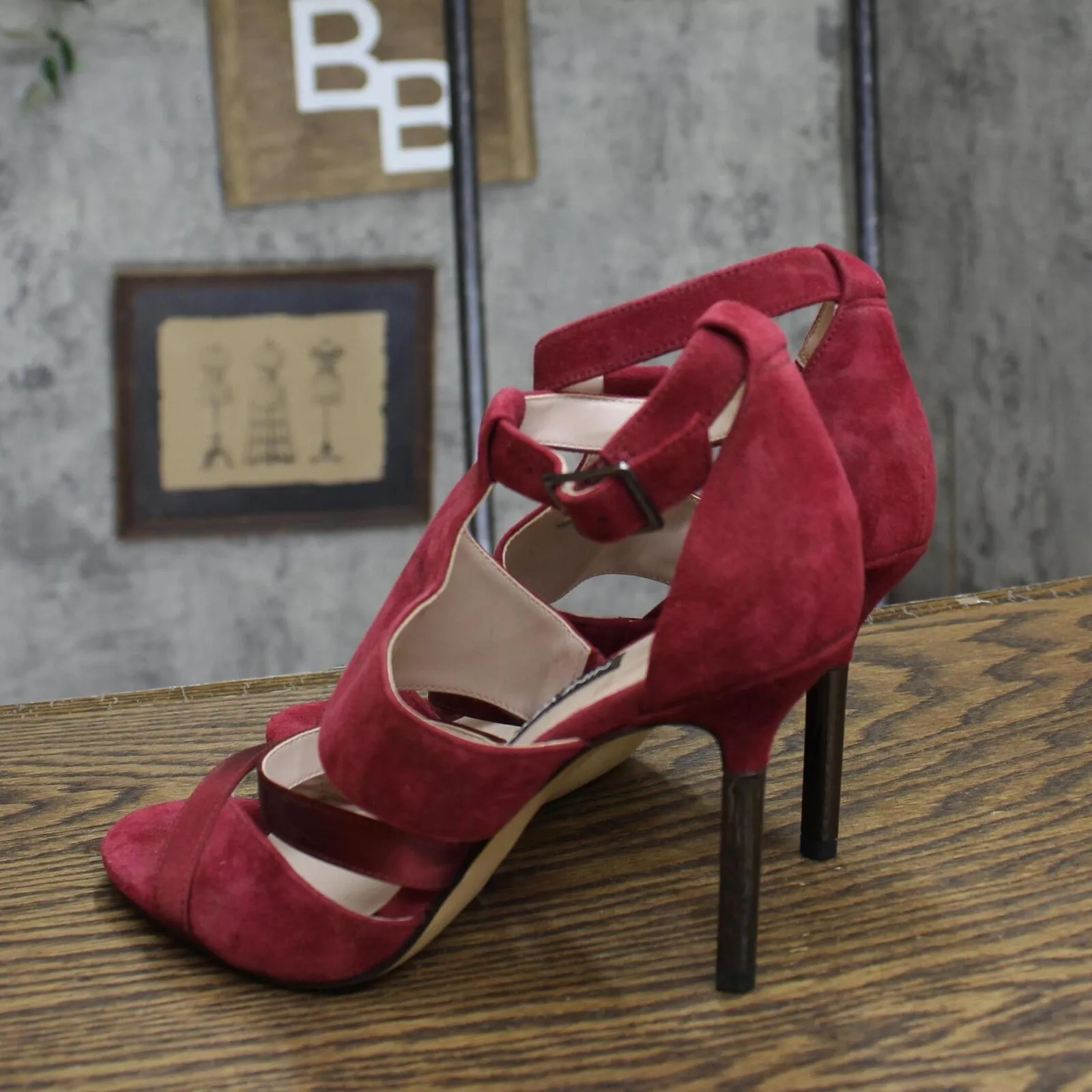 Nine West Womens Metal Suede Stiletto Heels NWBRIANNA Berry Purple Red 7M