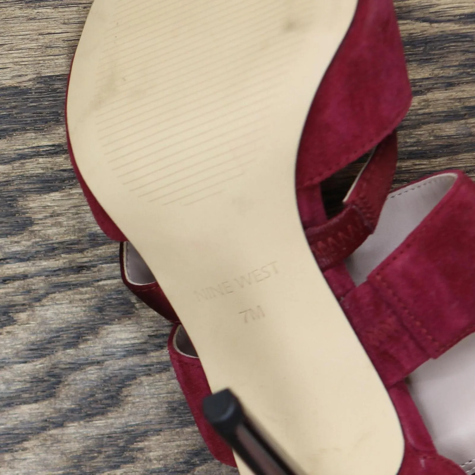 Nine West Womens Metal Suede Stiletto Heels NWBRIANNA Berry Purple Red 7M