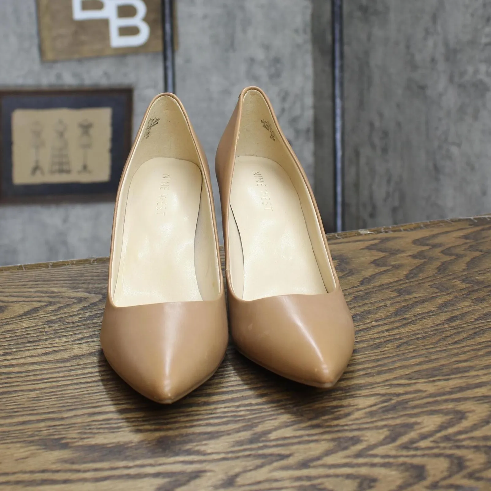 Nine West Women's Stiletto Heels Etta Pumps ETTANUDE Tan Brown 6.5M