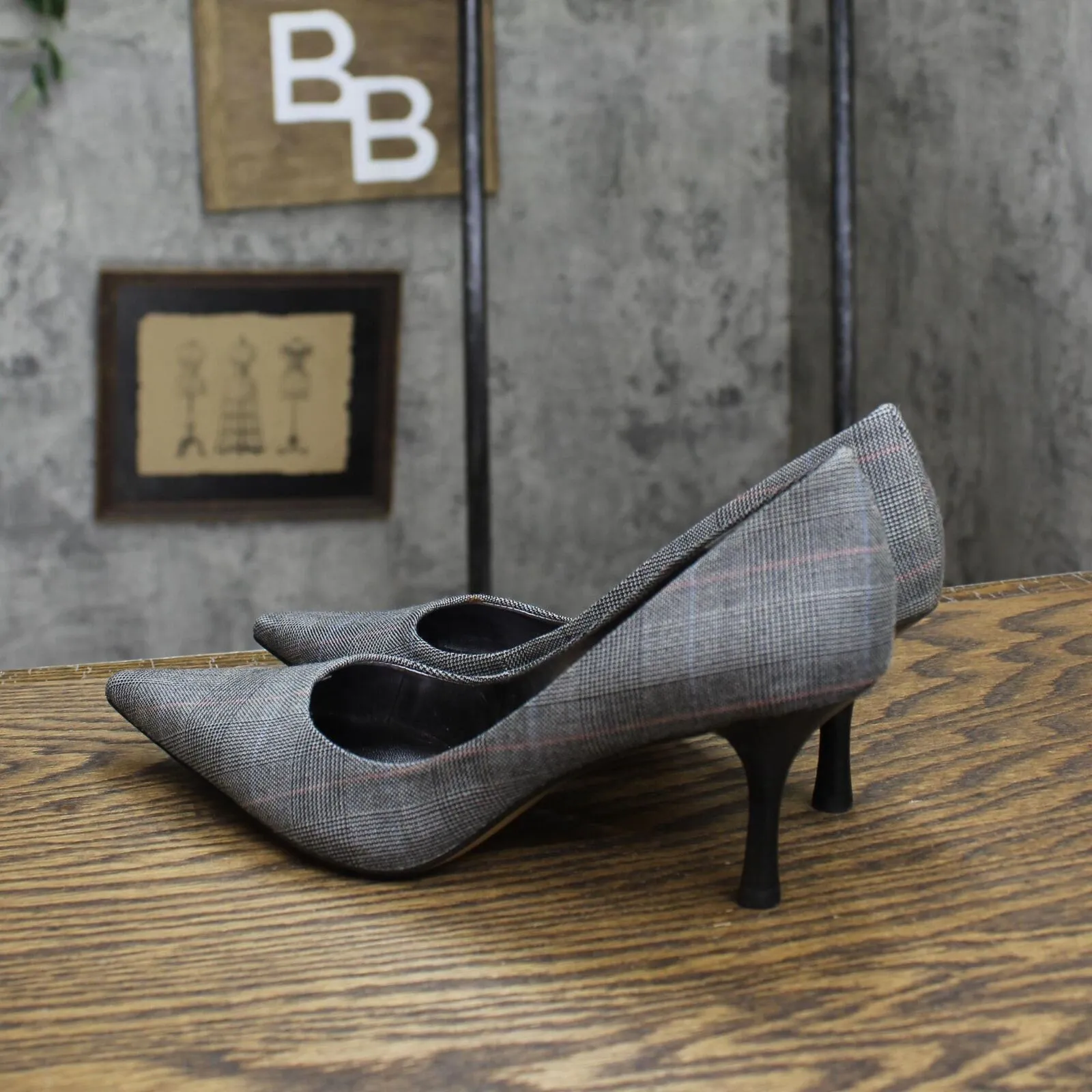 Nine West Womens Vintage Plaid Stiletto Heels 1673d4dd609348 Black Multi 6.5M