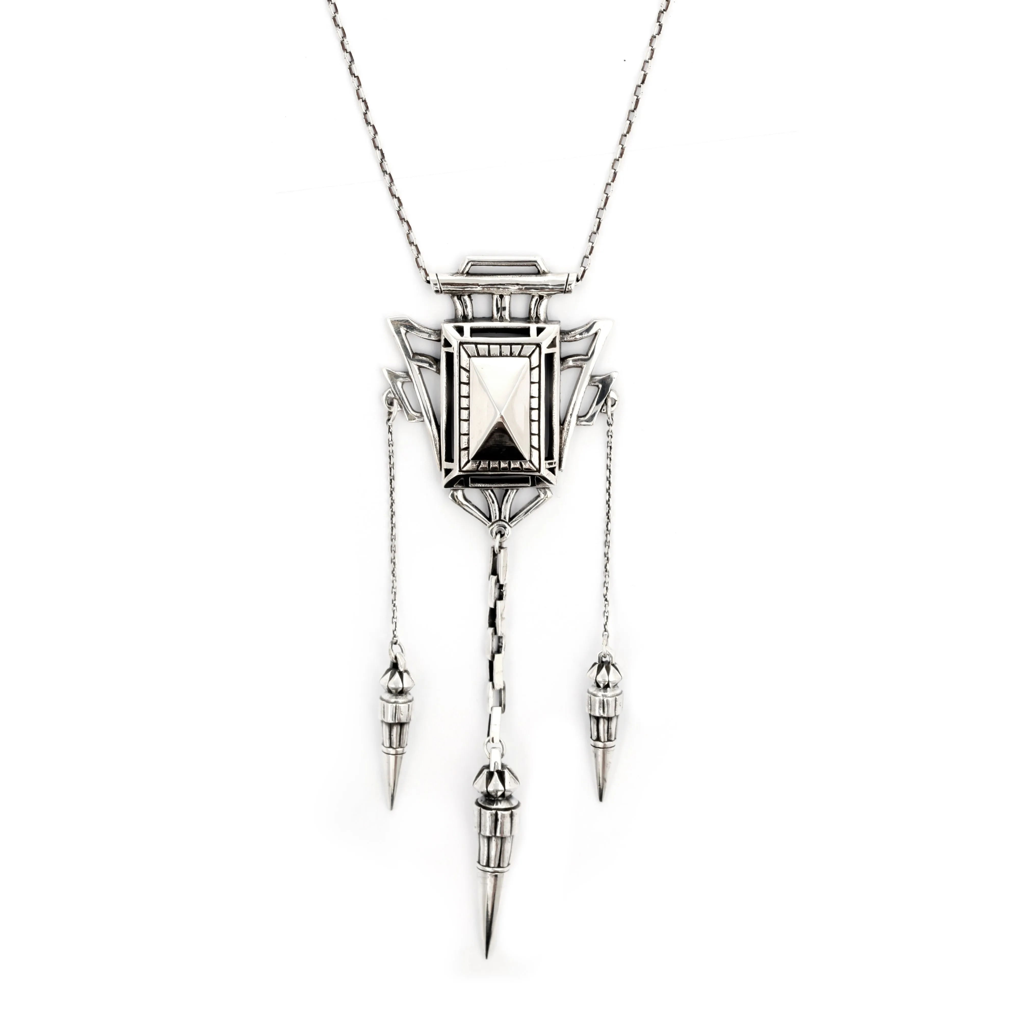nouveau spike necklace silver
