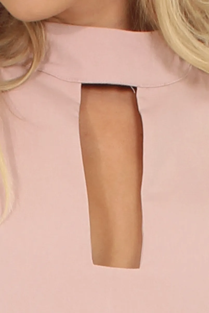 Nude High Neck Cut Out Dress - Nancy