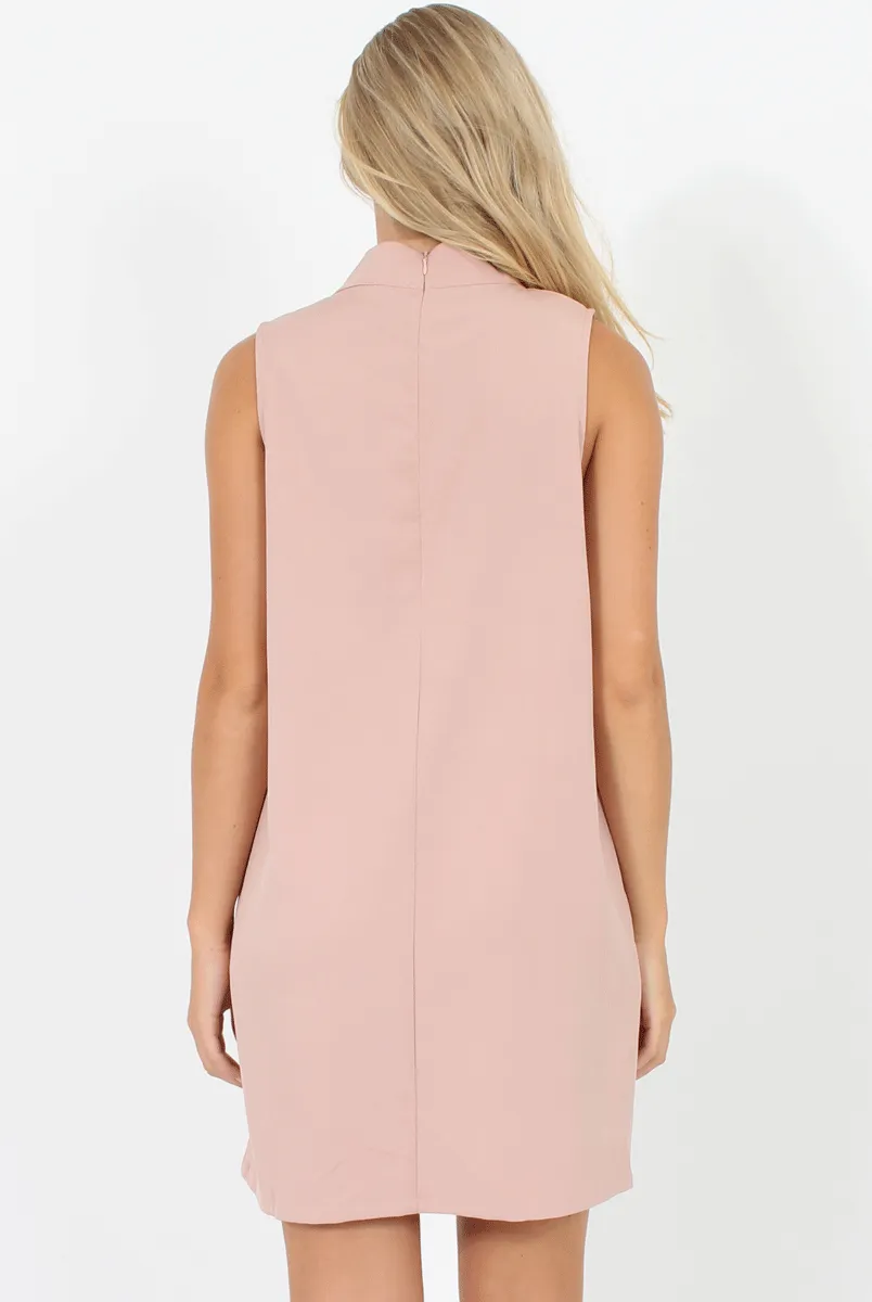 Nude High Neck Cut Out Dress - Nancy