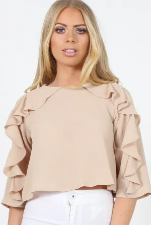 Nude Ruffle Crop Top - Melanie