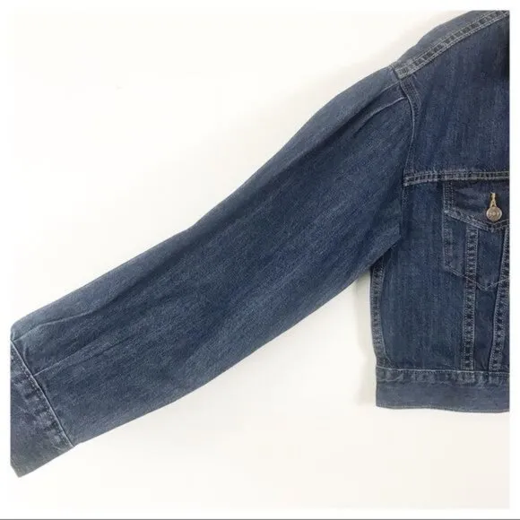 NWT Levi’s Pleat Sleeve Cropped Trucker Denim Jacket Size XS