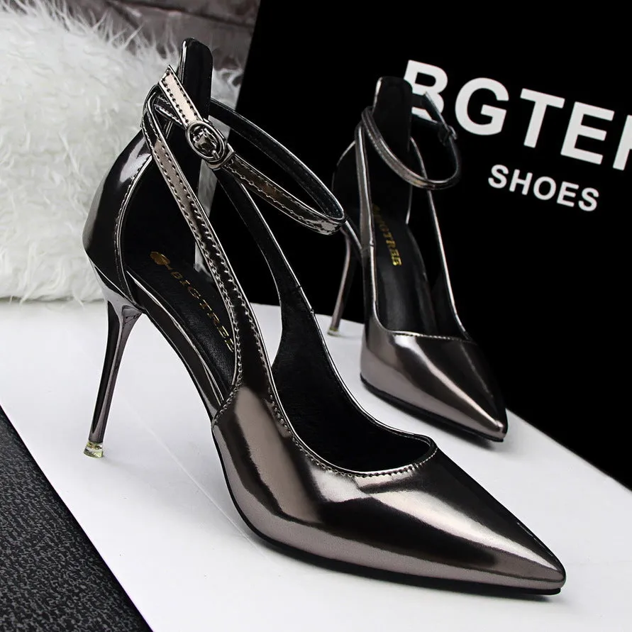 One word buckle Patent Leather Stiletto Heels