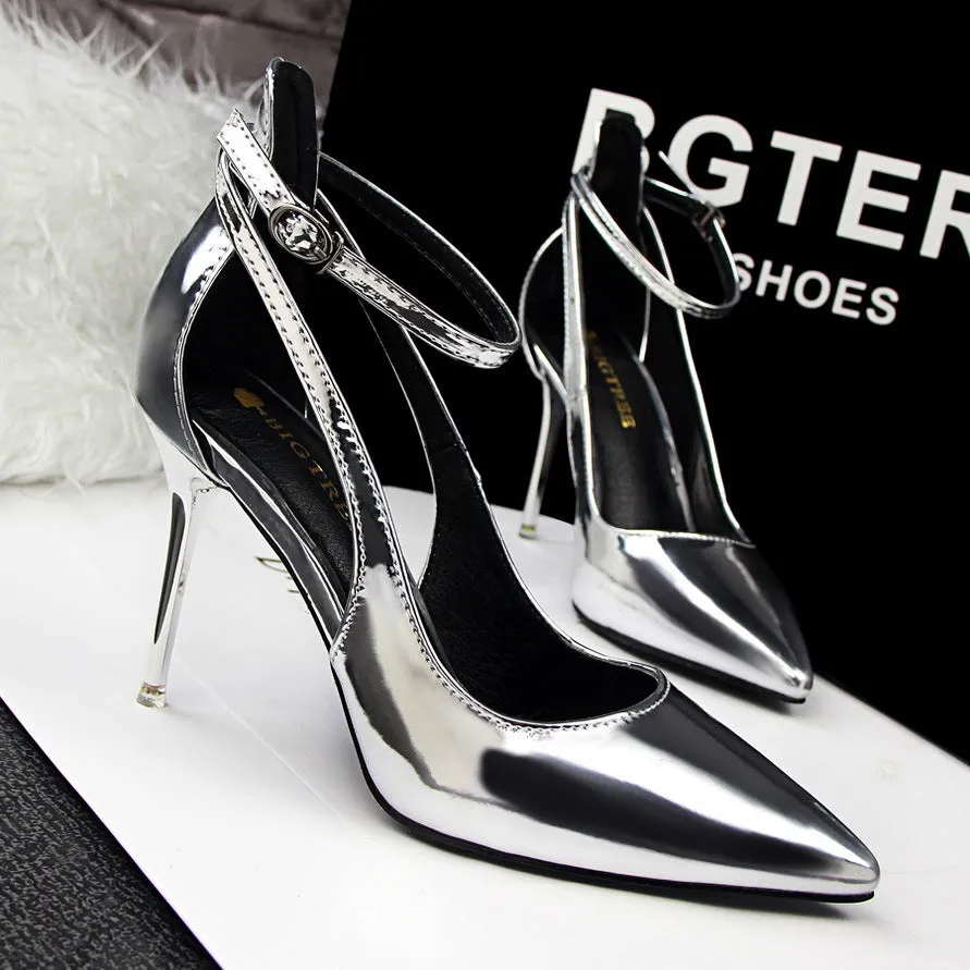 One word buckle Patent Leather Stiletto Heels