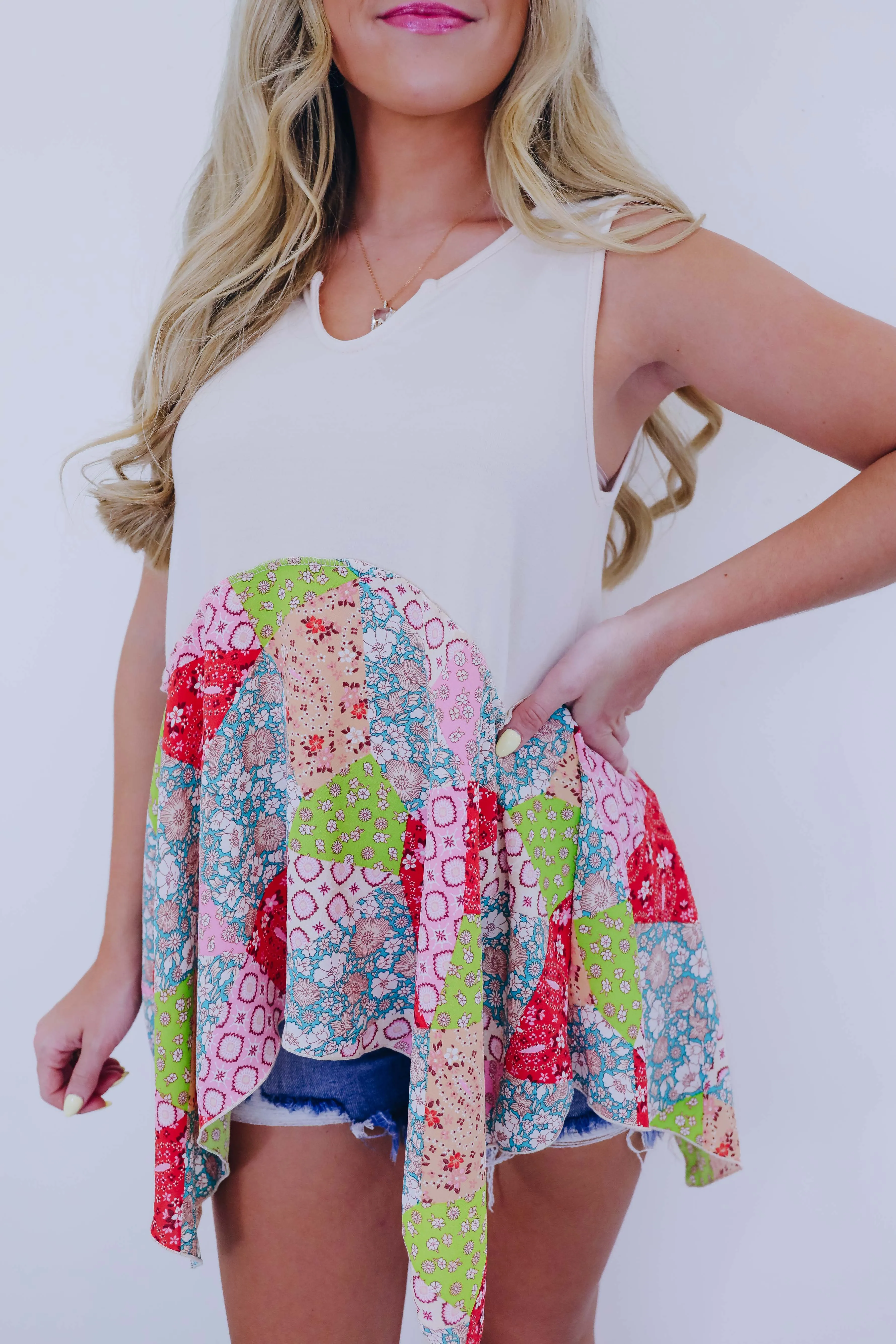 Paisley Print Handkerchief Hem Top