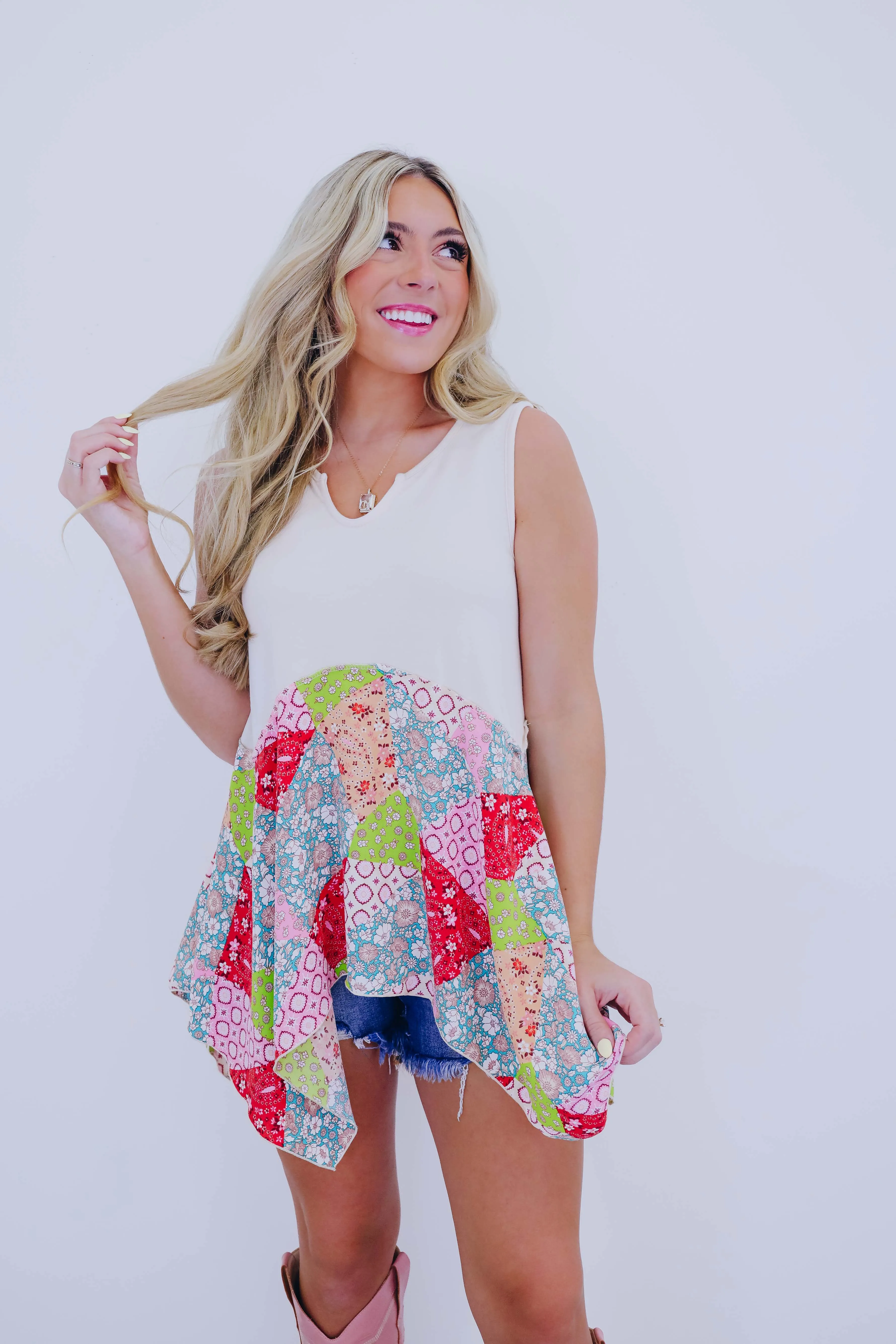 Paisley Print Handkerchief Hem Top