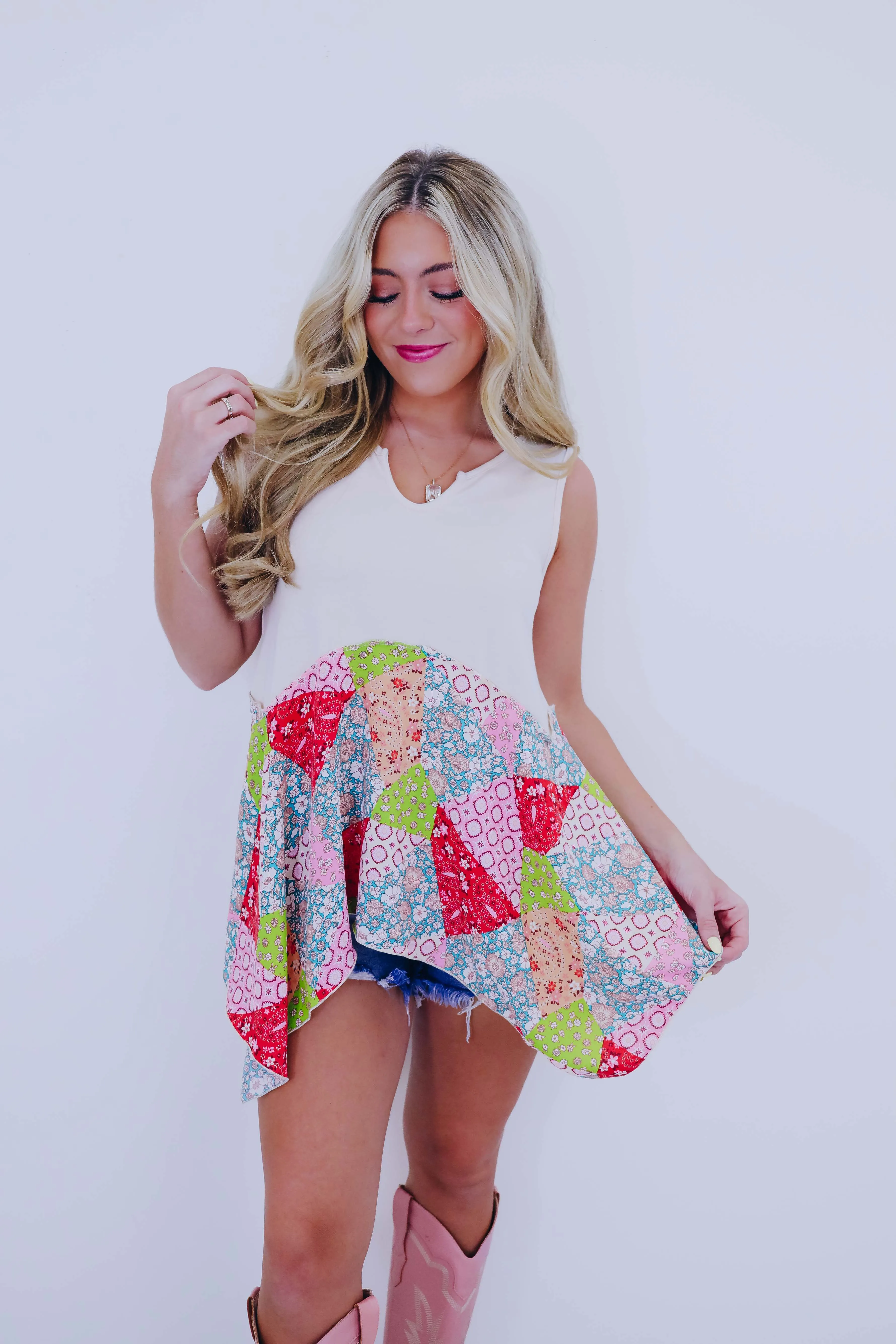 Paisley Print Handkerchief Hem Top
