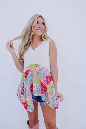 Paisley Print Handkerchief Hem Top