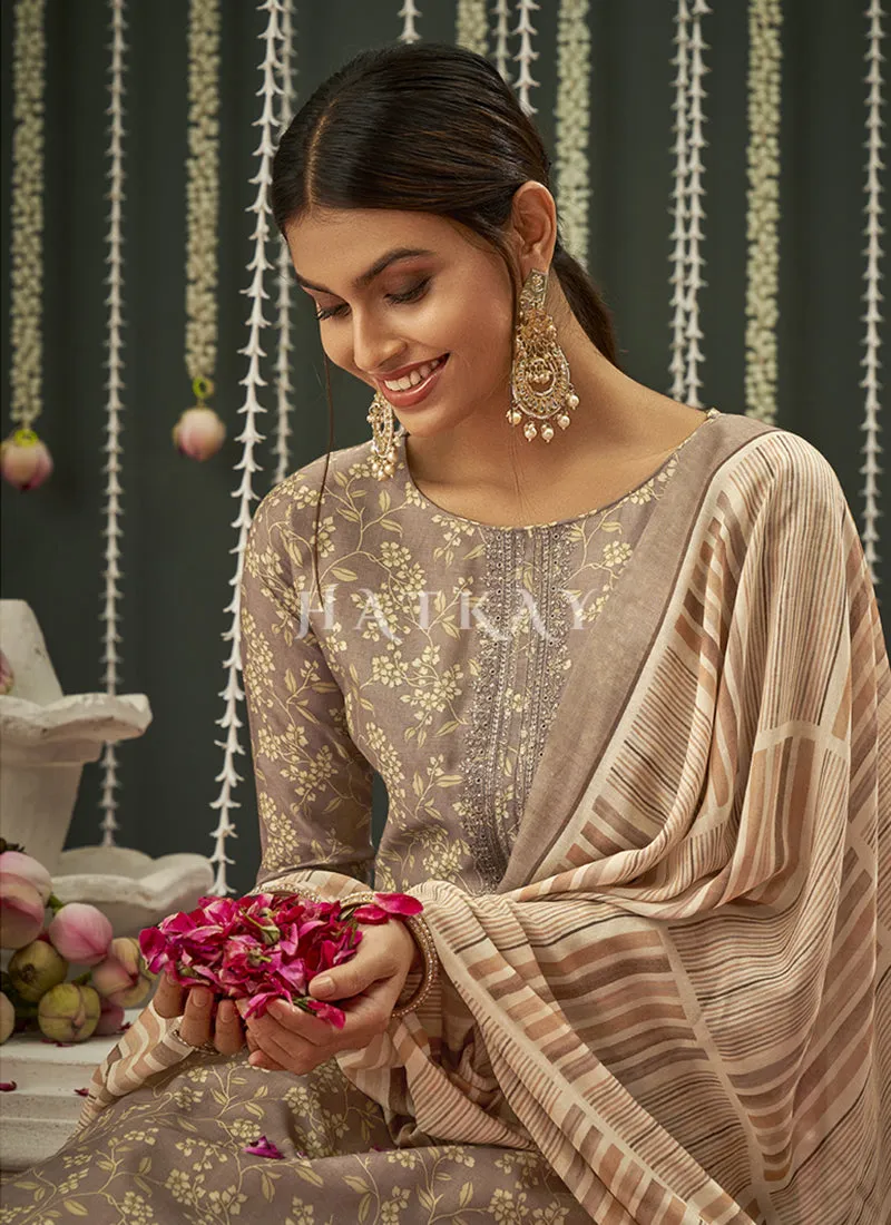 Pale Brown Embroidered Pakistani Salwar Kameez