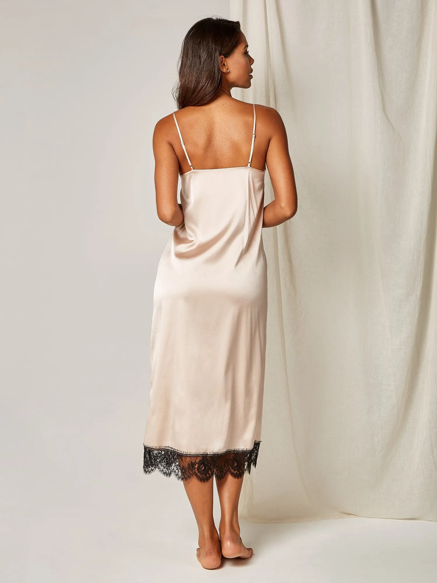 Parasol Rose Lana Midi Silk Night Dress