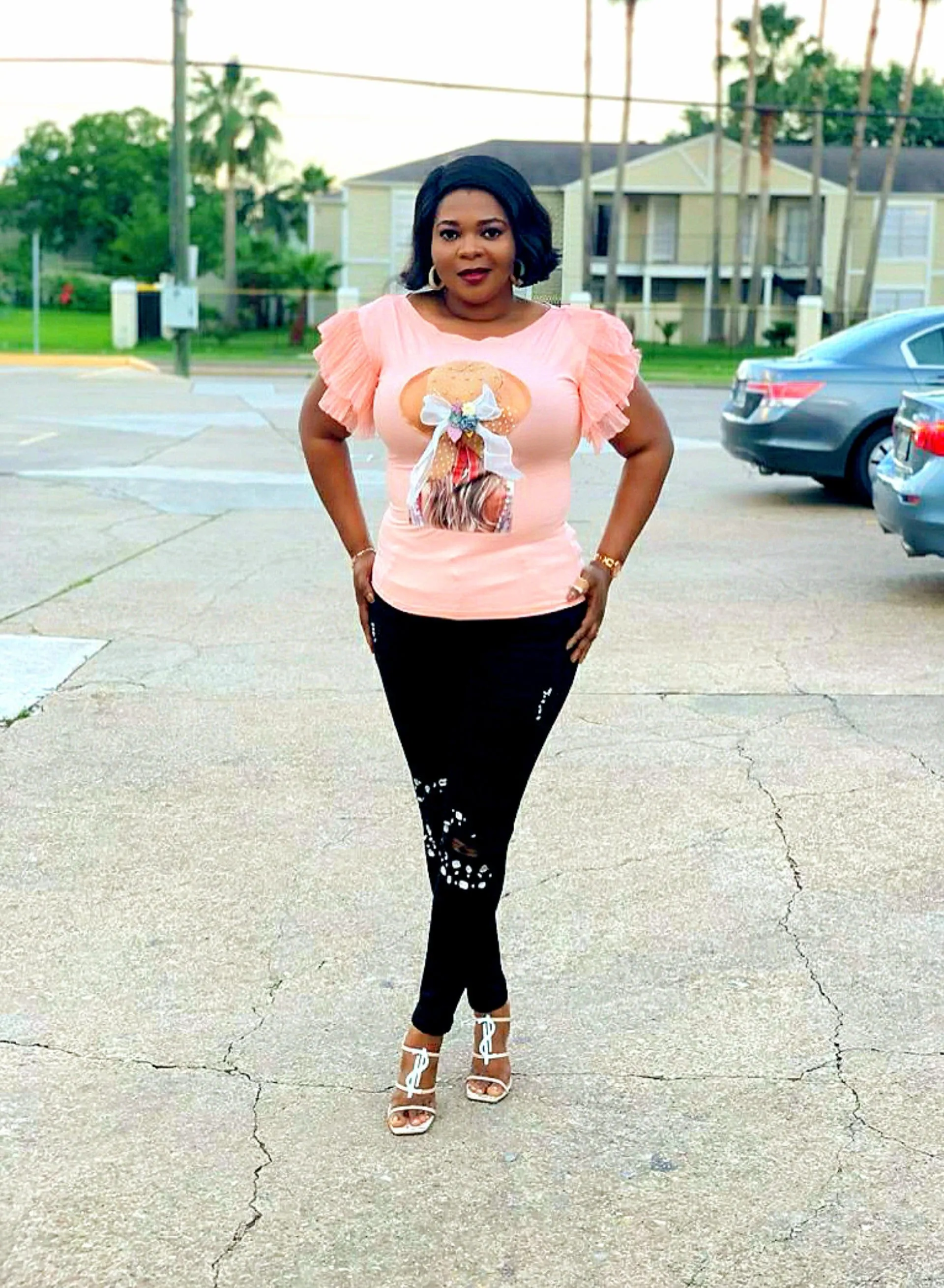 PINK 3D LOOP TOP Clearance