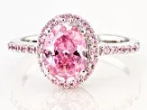 Pink Diamond Ring simulant rhodium with sterling silver (2.16CTW)