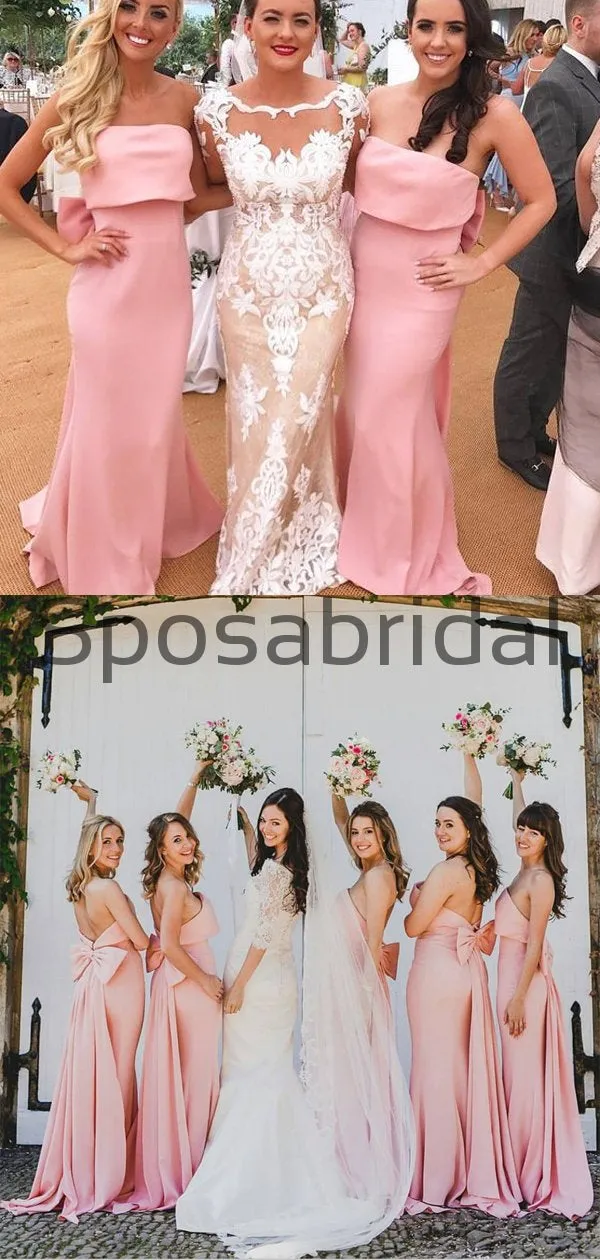 Pink Mermaid Unique Elegant Long Bridesmaid Dresses WG888