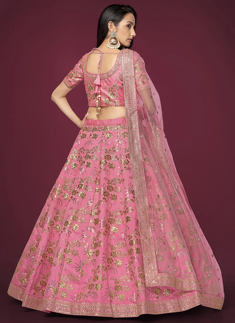 Pink Sequence Embroidery Festive Lehenga Choli