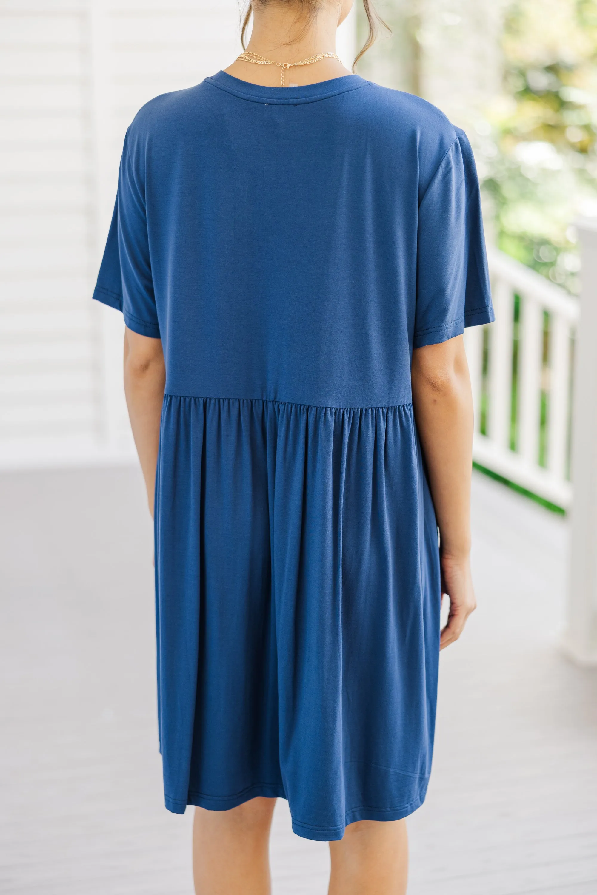 Play On Navy Blue Babydoll Dress