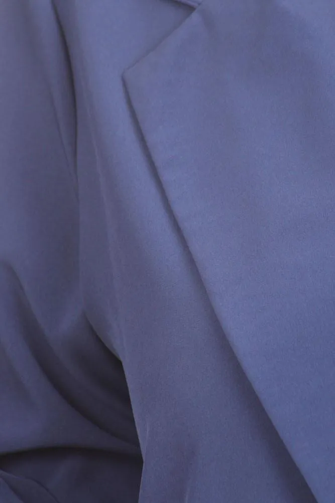Plus Size In Town Sheer Split Sides Blue Jacket