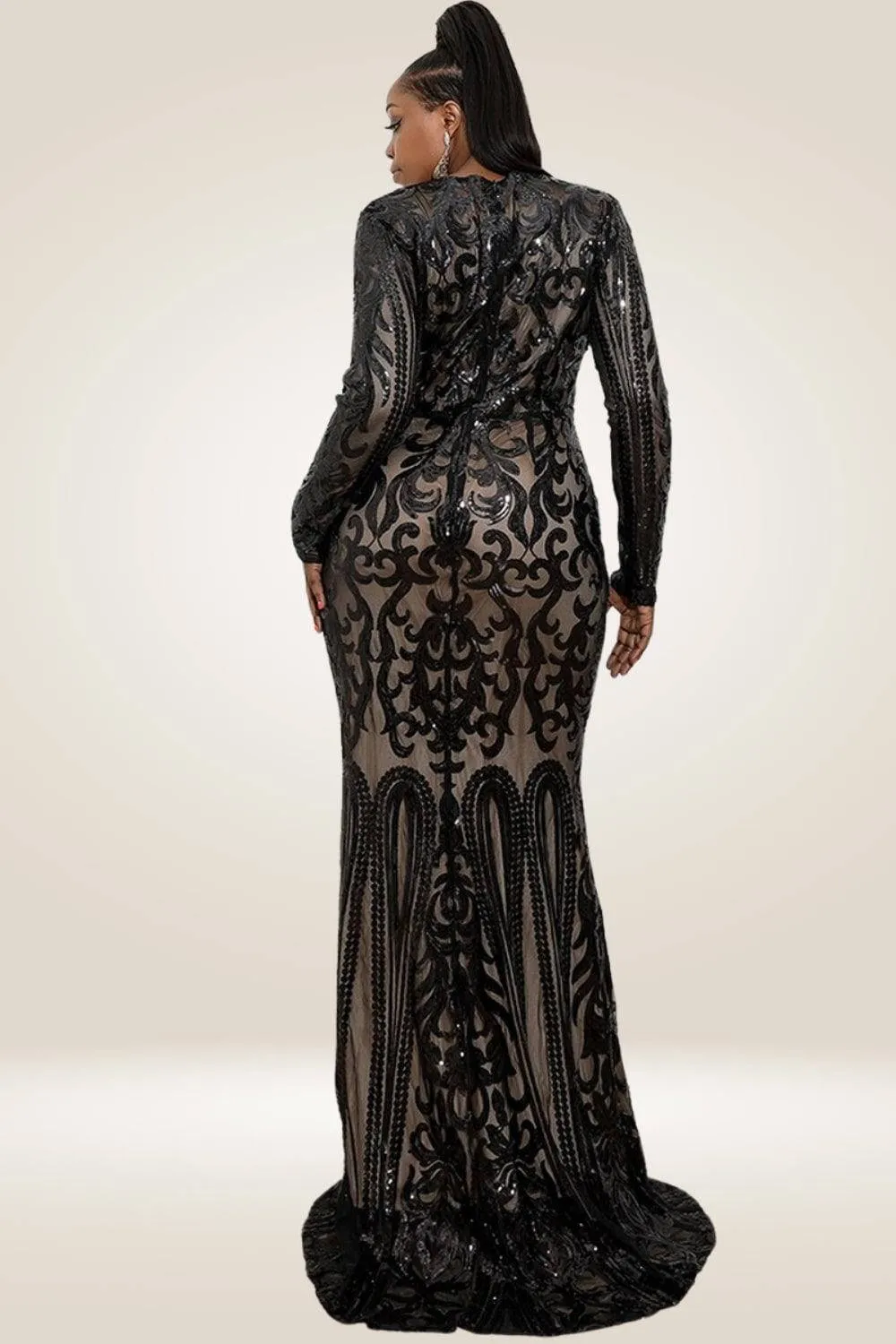 Plus Size Maxi Black Sequin Dress