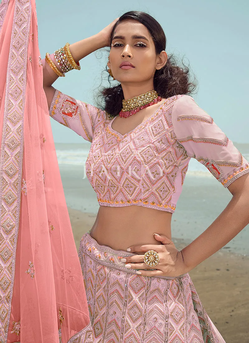 Purplish Pink Zarkan Embroidered Designer Lehenga Choli