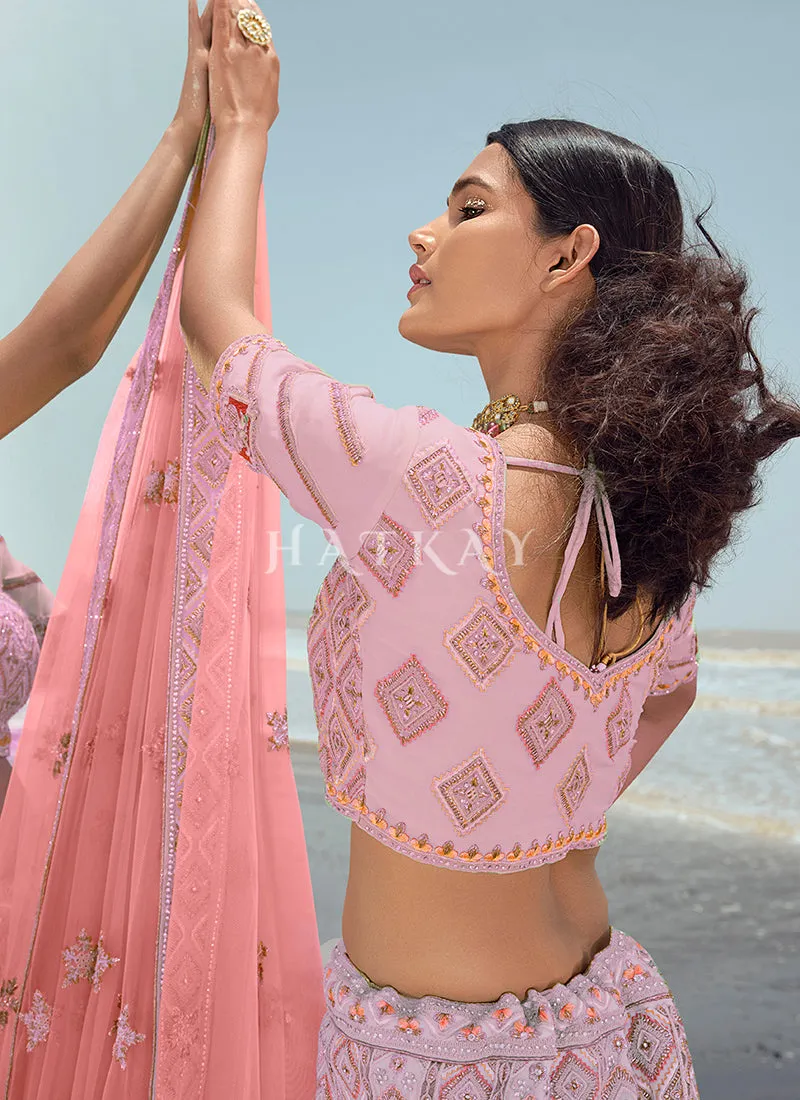 Purplish Pink Zarkan Embroidered Designer Lehenga Choli
