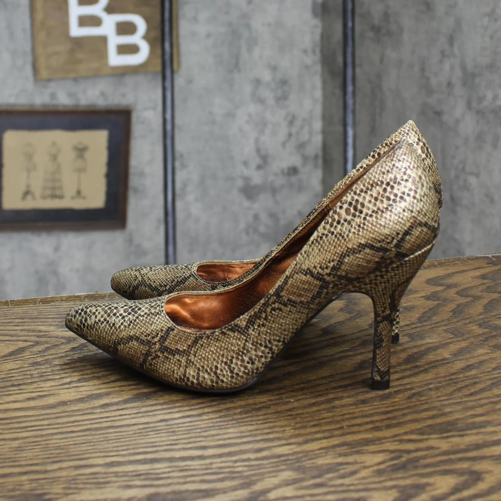 Rampage Womens Stiletto Foil Nicki Heels 1673c020d3dfbe Brown Snake Print 6M