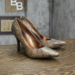 Rampage Womens Stiletto Foil Nicki Heels 1673c020d3dfbe Brown Snake Print 6M